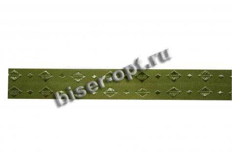 Бейка 925 трикотажная с рисунком 17мм(10ярд) цвет:875-хаки