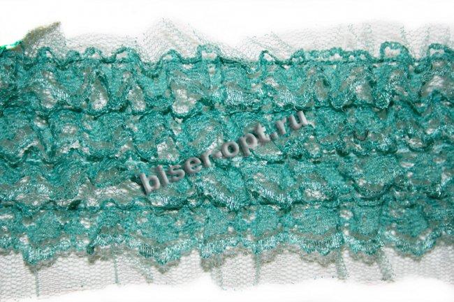 Тесьма декоративная R01 на шифоне 5см (5ярд) цвет:075-черный
