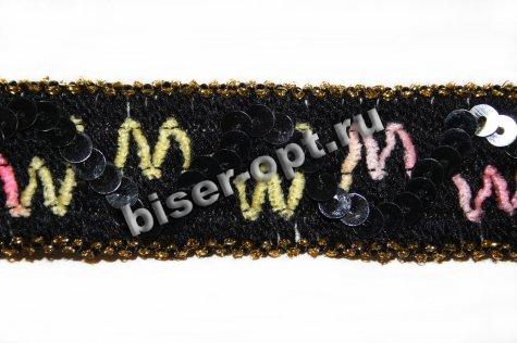 Тесьма LS3788 шерсть с пайетками 2.5см (2м) цвет:068-св.сиреневый