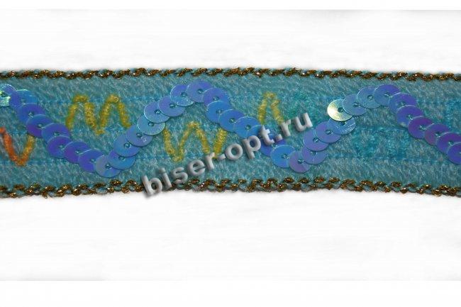 Тесьма LS3788 шерсть с пайетками 2.5см (2м) цвет:068-св.сиреневый