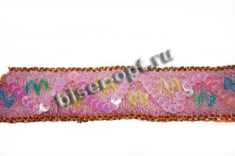Тесьма LS3788 шерсть с пайетками 2.5см (2м) цвет:068-св.сиреневый