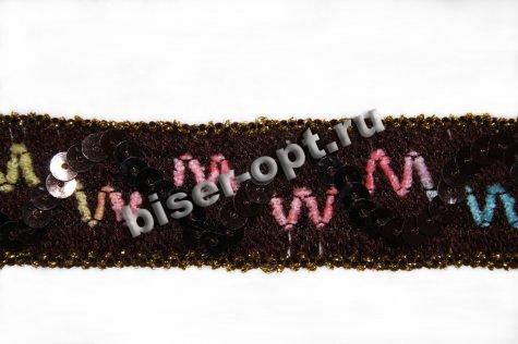 Тесьма LS3788 шерсть с пайетками 2.5см (2м) цвет:068-св.сиреневый