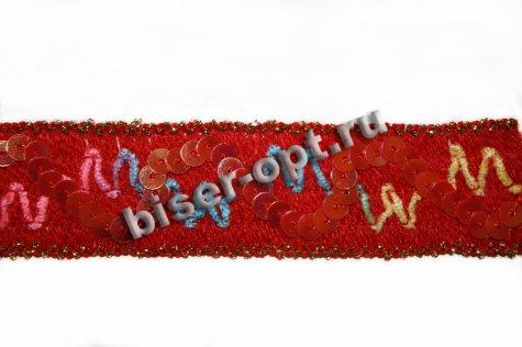 Тесьма LS3788 шерсть с пайетками 2.5см (2м) цвет:068-св.сиреневый