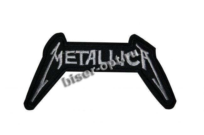 Термоаппликация вышитая R2454 "METALLICA" 10.5*5.5см (50шт) цвет:1-черный/белый