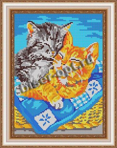 «Светлица» рисунок на ткани для вышивания бисером К-537П «Котята» 19*24см (1шт) цвет:К-537П