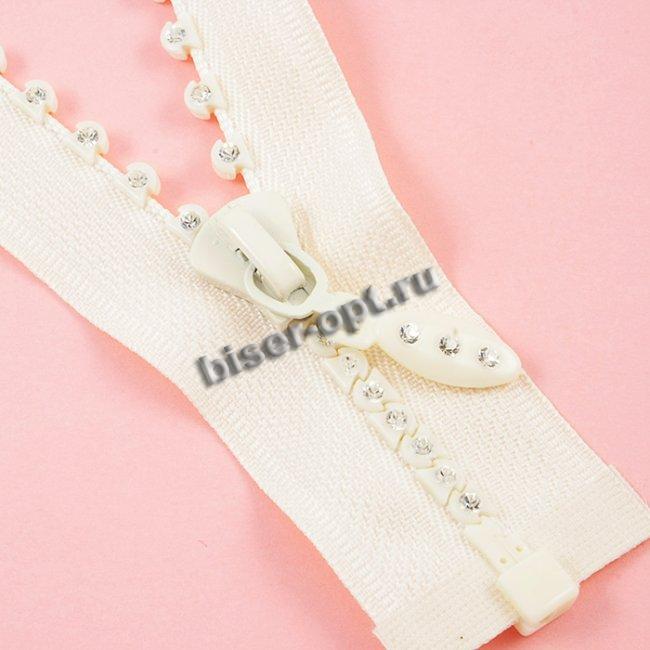 Молния "трактор" со стразами "А" тип 5-1 неразъемная 15см (1шт) цвет:075-черный