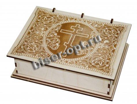 Шкатулка №12305 из фанеры 17,5*5,5*13,5см (1шт) цвет:дерево