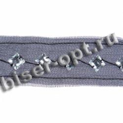 Тесьма декоративная BG5982 со стразами на шифоне 4см (20м) цвет:075-черный