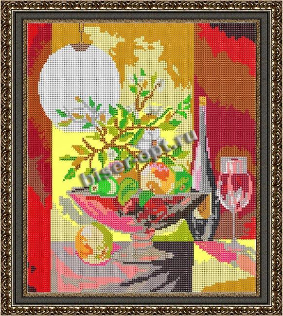 «Светлица» рисунок на ткани для вышивания бисером К-075 «Натюрморт» 26,8*29,8см (1шт) цвет:К-075