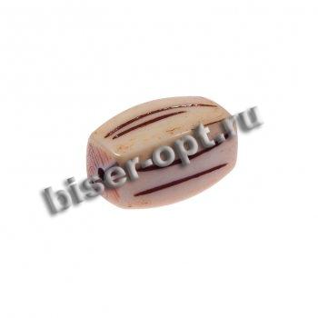 Бусина пластик FS6165 16*25мм отверстие d 2мм (50шт) цвет:бежевый