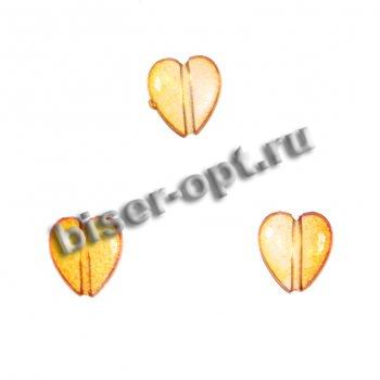 Бусины пластик SA051 "Сердечко" 12*11мм (20шт) цвет:L01-розовый/желтый