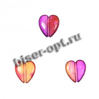 Бусины пластик SA051 "Сердечко" 12*11мм (20шт) цвет:L01-розовый/желтый