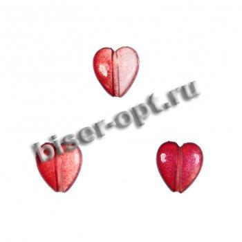 Бусины пластик SA051 "Сердечко" 12*11мм (20шт) цвет:L01-розовый/желтый