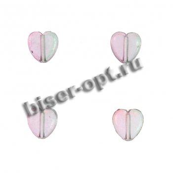 Бусины пластик SA051 "Сердечко" 9*9мм (500гр) цвет:L01-розовый/желтый