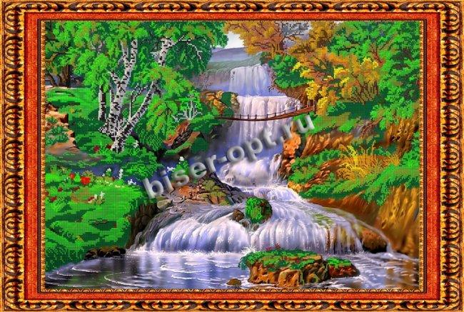 «Светлица» рисунок на ткани для вышивания бисером К-100 «Водопад» 59,7*40,3см (1шт) цвет:К-100