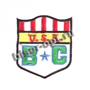 Термоаппликация вышитая FS6457 "U.S.A" 6,5*5,5см (10шт) цвет:1-белый/черный/красн