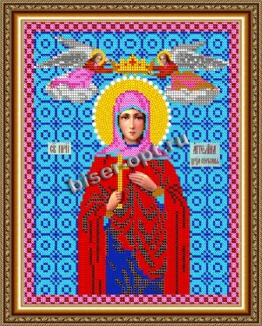 «Светлица» рисунок на ткани для вышивания бисером 744 «Св. Ангелина» 19*24см (1шт) цвет:744
