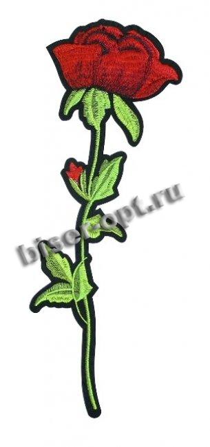 Термоаппликация вышитая № F371 "Роза" 30,5*10,8см (1шт) цвет:1-красный/зеленый